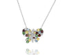 1.26CT DIAMOND & AAA MULTI GEM 14K WHITE GOLD 3D CLASSIC BUTTERFLY LOVE NECKLACE