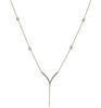 .12CT DIAMOND 14KT WHITE GOLD 3D V SHAPE TEAR DROP BY THE YARD LARIAT NECKLACE