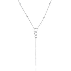 .21CT DIAMOND 14KT WHITE GOLD MULTI CIRCULAR JOURNEY LARIAT BY THE YARD NECKLACE