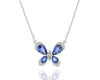 ESTATE 1.49CT DIAMOND & AAA SAPPHIRE 14KT WHITE GOLD 3D BUTTERFLY LOVE NECKLACE