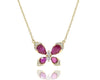 1.36CT DIAMOND & AAA RUBY 14KT YELLOW GOLD 3D CLASSIC BUTTERFLY LOVE NECKLACE