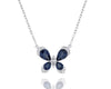 1.56CT DIAMOND & AAA SAPPHIRE 14KT WHITE GOLD 3D CLASSIC BUTTERFLY LOVE NECKLACE