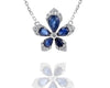 .98CT DIAMOND & AAA SAPPHIRE 14KT WHITE GOLD 3D SNOWFLAKE FLOWER LOVE NECKLACE