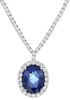 20.30CT DIAMOND & AAA SAPPHIRE 18KT WHITE GOLD OVAL HALO PRINCESS DIANA NECKLACE