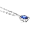 20.30CT DIAMOND & AAA SAPPHIRE 18KT WHITE GOLD OVAL HALO PRINCESS DIANA NECKLACE