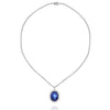 20.30CT DIAMOND & AAA SAPPHIRE 18KT WHITE GOLD OVAL HALO PRINCESS DIANA NECKLACE