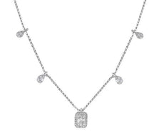 .45CT ROUND & BAGUETTE DIAMOND 18KT WHITE GOLD 3D CLUSTER BY THE YARD NECKLACE