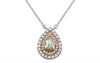 1.14CT WHITE GREEN & PINK DIAMOND 18KT WHITE & ROSE GOLD HALO TEAR DROP NECKLACE