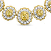 LARGE 38.7CT WHITE & FANCY YELLOW DIAMOND 18KT 2 TONE GOLD MULTI FLOWER NECKLACE
