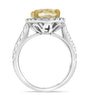 LARGE 5.68CT WHITE & FANCY YELLOW DIAMOND 18KT 2 TONE GOLD OVAL ENGAGEMENT RING