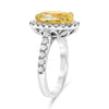 LARGE 5.68CT WHITE & FANCY YELLOW DIAMOND 18KT 2 TONE GOLD OVAL ENGAGEMENT RING