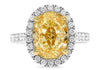LARGE 5.68CT WHITE & FANCY YELLOW DIAMOND 18KT 2 TONE GOLD OVAL ENGAGEMENT RING