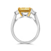 LARGE 5.68CT WHITE & FANCY YELLOW DIAMOND PLATINUM RADIANT CUT ENGAGEMENT RING