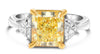 LARGE 5.68CT WHITE & FANCY YELLOW DIAMOND PLATINUM RADIANT CUT ENGAGEMENT RING