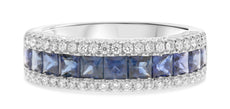 2.12CT DIAMOND & AAA SAPPHIRE 18KT WHITE GOLD PRINCESS CHANNEL ANNIVERSARY RING