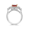 LARGE 3.77CT DIAMOND & AAA RUBY PLATINUM & 18KT ROSE GOLD OVAL ENGAGEMENT RING