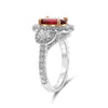 LARGE 3.77CT DIAMOND & AAA RUBY PLATINUM & 18KT ROSE GOLD OVAL ENGAGEMENT RING