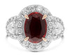 LARGE 3.77CT DIAMOND & AAA RUBY PLATINUM & 18KT ROSE GOLD OVAL ENGAGEMENT RING