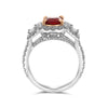 LARGE 2.83CT DIAMOND & AAA RUBY PLATINUM & 18K ROSE GOLD CUSHION ENGAGEMENT RING