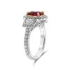LARGE 2.83CT DIAMOND & AAA RUBY PLATINUM & 18K ROSE GOLD CUSHION ENGAGEMENT RING