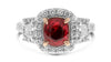 LARGE 2.83CT DIAMOND & AAA RUBY PLATINUM & 18K ROSE GOLD CUSHION ENGAGEMENT RING