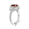 LARGE 2.93CT DIAMOND & AAA RUBY PLATINUM & 18K ROSE GOLD CUSHION ENGAGEMENT RING