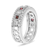 .73CT DIAMOND & AAA RUBY 14KT WHITE GOLD 3D ROUND & PRINCESS ANNIVERSARY RING