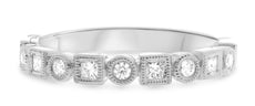 .30CT DIAMOND 14K WHITE GOLD PRINCESS FILIGREE MILGRAIN WEDDING ANNIVERSARY RING