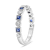 .49CT DIAMOND & AAA SAPPHIRE 14K WHITE GOLD 3D ROUND & PRINCESS ANNIVERSARY RING