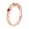 .29CT DIAMOND & AAA RUBY 14KT ROSE GOLD FILIGREE SEMI ETERNITY ANNIVERSARY RING