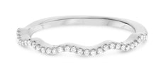 ESTATE .12CT DIAMOND 14KT WHITE GOLD 3D CLASSIC 2MM MULTI WAVE FUN RING