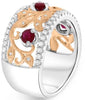 .99CT DIAMOND & AAA RUBY 14K WHITE & ROSE GOLD 3D LEAF FILIGREE ANNIVERSARY RING