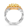 1.61CT WHITE & FANCY YELLOW DIAMOND 14K TRI COLOR GOLD PEAR SHAPE & CUSHION RING