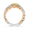 .57CT PINK & FANCY YELLOW DIAMOND 18K TRI COLOR GOLD PEAR SHAPE MULTI HEART RING