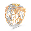 .57CT PINK & FANCY YELLOW DIAMOND 18K TRI COLOR GOLD PEAR SHAPE MULTI HEART RING