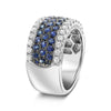 WIDE 1.81CT DIAMOND & AAA SAPPHIRE 14KT WHITE GOLD 3D MULTI ROW ANNIVERSARY RING