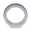 WIDE 5.95CT DIAMOND & AAA SAPPHIRE 14KT WHITE GOLD 3D MULTI ROW ANNIVERSARY RING