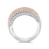 LARGE 2.28CT PINK & WHITE DIAMOND 18K WHITE ROSE GOLD MULTI ROW ANNIVERSARY RING