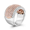LARGE 2.28CT PINK & WHITE DIAMOND 18K WHITE ROSE GOLD MULTI ROW ANNIVERSARY RING