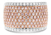 LARGE 2.28CT PINK & WHITE DIAMOND 18K WHITE ROSE GOLD MULTI ROW ANNIVERSARY RING