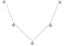 .49CT DIAMOND 14KT WHITE GOLD 3D CLASSIC FLOWER BY THE YARD CHANDELIER NECKLACE