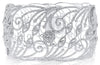 EXTRA LARGE 7.22CT DIAMOND 18KT WHITE GOLD MULTI FLOWER FILIGREE BANGLE BRACELET
