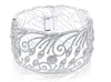 EXTRA LARGE 7.22CT DIAMOND 18KT WHITE GOLD MULTI FLOWER FILIGREE BANGLE BRACELET