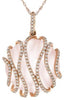 12.23CT DIAMOND & AAA ROSE QUARTZ 14KT ROSE GOLD MULTI WAVE FUN FLOATING PENDANT