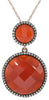 ESTATE 9.79CT DIAMOND & AAA RED AGATE 14KT ROSE GOLD 3D ROUND FLOATING PENDANT