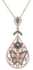1.15CT WHITE & MOCHA DIAMOND 14KT ROSE GOLD FILIGREE BUTTERFLY TEAR DROP PENDANT