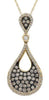 .71CT WHITE & CHOCOLATE FANCY DIAMOND 14KT YELLOW GOLD 3D TEAR DROP LOVE PENDANT