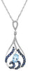 1.15CT DIAMOND, AAA BLUE TOPAZ & SAPPHIRE 14KT WHITE GOLD TEAR DROP FUN PENDANT