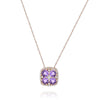 1.21CT DIAMOND & AAA AMETHYST 14KT ROSE GOLD 3D CLUSTER FLOWER FLOATING PENDANT