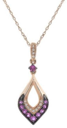 .25CT DIAMOND & AAA PINK SAPPHIRE 14KT ROSE GOLD 3D TEAR DROP FLOATING PENDANT